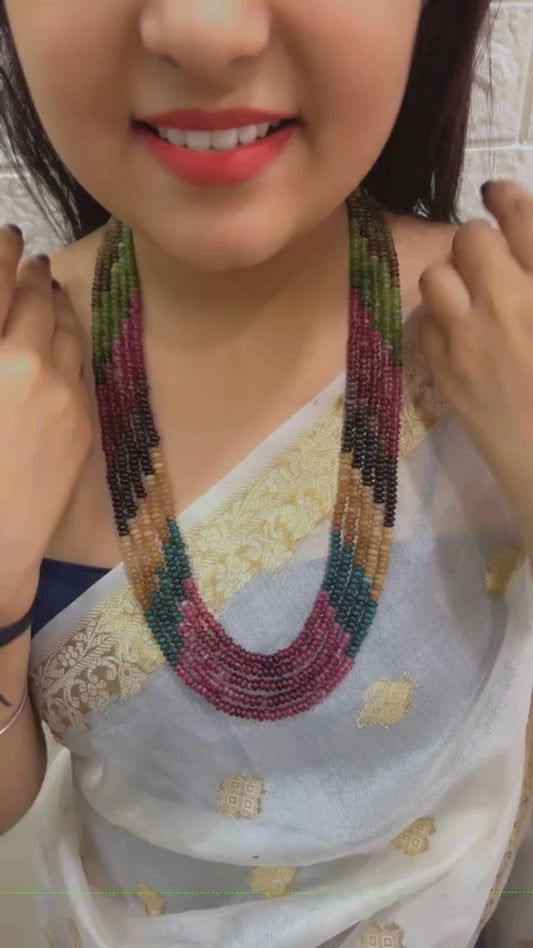 Natural Multi Quartz Gemstone Beads Necklace Jewelry