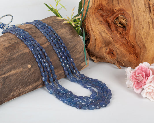 Natural Tanzanite Oval Gemstone Beads Necklace