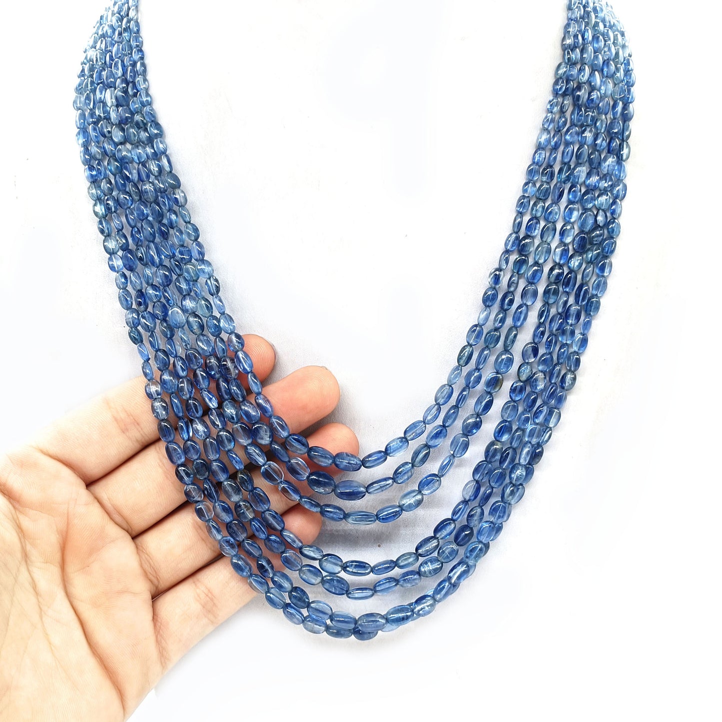 Natural Kaynite Oval Beads Gemstone Necklace