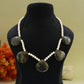 Natural Labradorite & Fresh water Pearl Gemstone Heart & Round Beaded Necklace