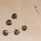 Natural Labradorite & Fresh water Pearl Gemstone Heart & Round Beaded Necklace