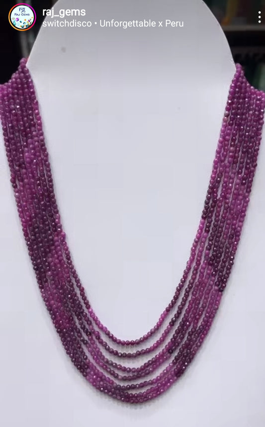 Natural Ruby Corundum Gemstone Beads Necklace
